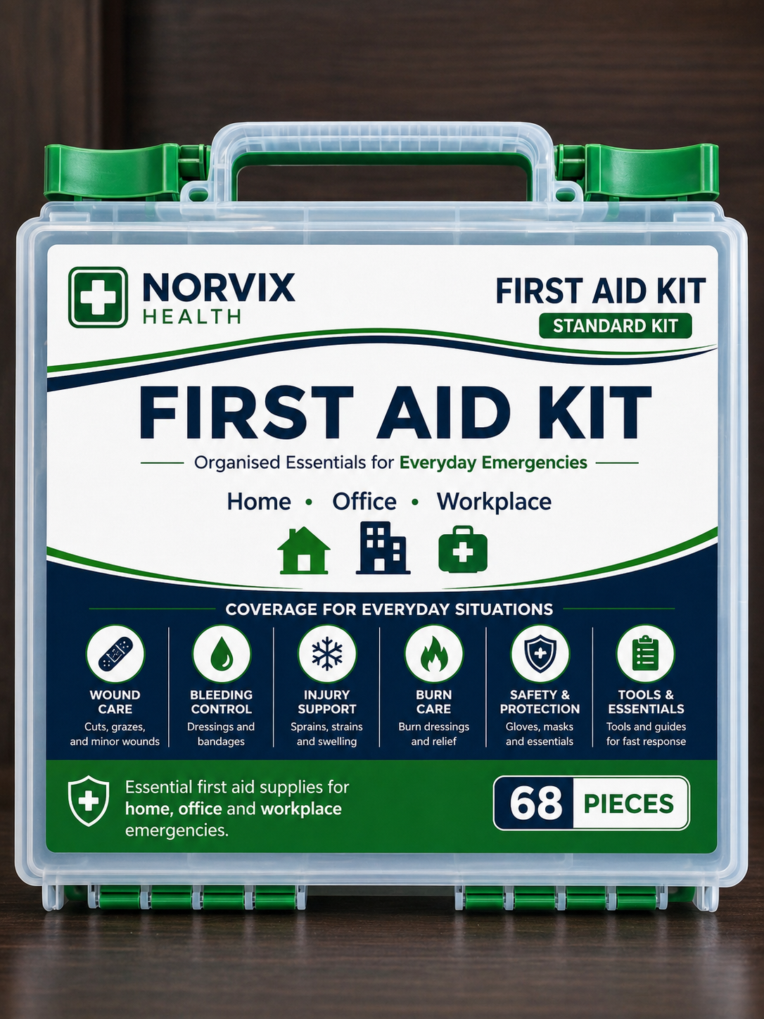 Norvix Health Standard First Aid Kit + Refill Pack Bundle